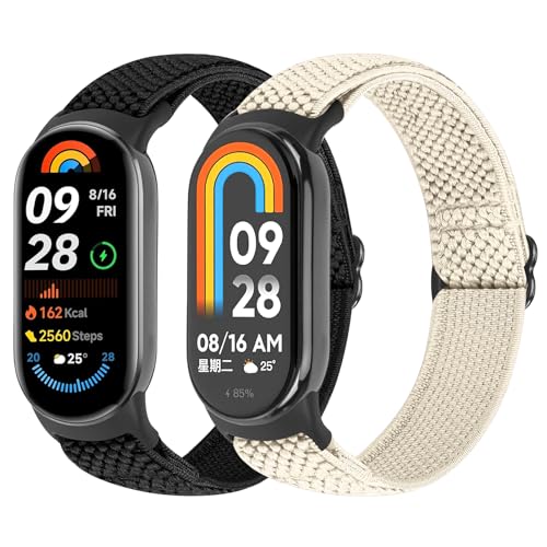 TumCez Elastisches Armband Kompatibel mit Xiaomi Mi Band 8 Armband, Dehnbares Verstellbares Atmungsaktives Nylon Ersatzarmband für Xiaomi Mi Smart Band 8 für Damen Herren von TumCez