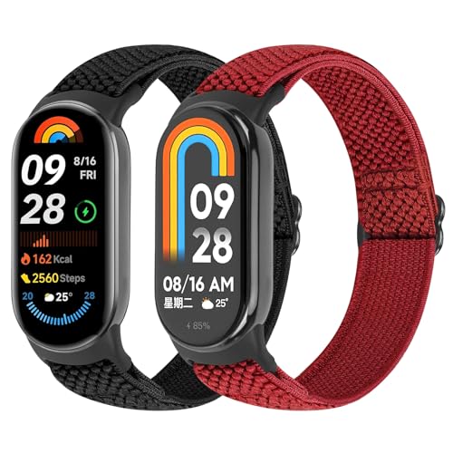 TumCez Elastisches Armband Kompatibel mit Xiaomi Mi Band 8 Armband, Dehnbares Verstellbares Atmungsaktives Nylon Ersatzarmband für Xiaomi Mi Smart Band 8 für Damen Herren von TumCez