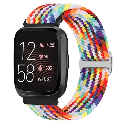 TumCez Geflochtenes Armband kompatibel mit Fitbit Versa 2/Fitbit Versa/Fitbit Versa Lite/Fitbit Versa SE Armband, verstellbare elastische Armbänder Nylon Sport Ersatzarmband für Damen Herren von TumCez