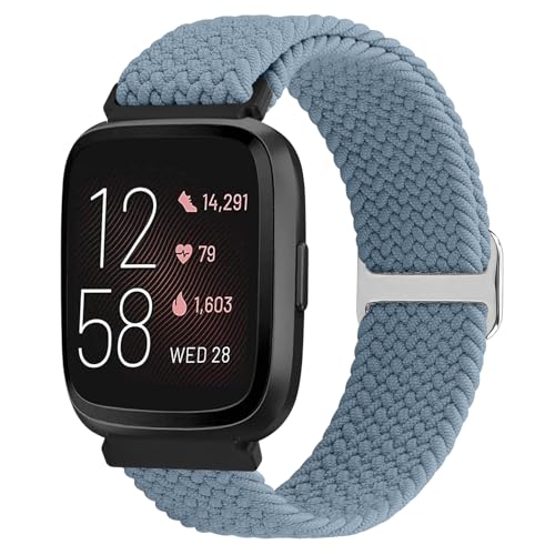 TumCez Geflochtenes Armband kompatibel mit Fitbit Versa 2/Fitbit Versa/Fitbit Versa Lite/Fitbit Versa SE Armband, verstellbare elastische Armbänder Nylon Sport Ersatzarmband für Damen Herren, Blauer von TumCez
