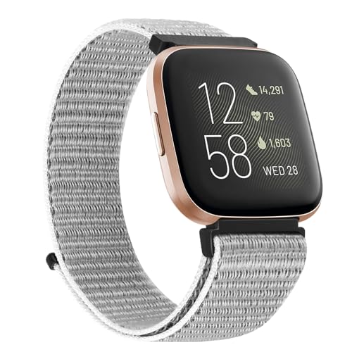 TumCez Nylon Armband Kompatibel mit Fitbit Versa 2/Fitbit Versa/Fitbit Versa Lite/Fitbit Versa SE Verstellbares Ersatz-Sportarmband für Damen Herren, Seemuschel, sportlich von TumCez