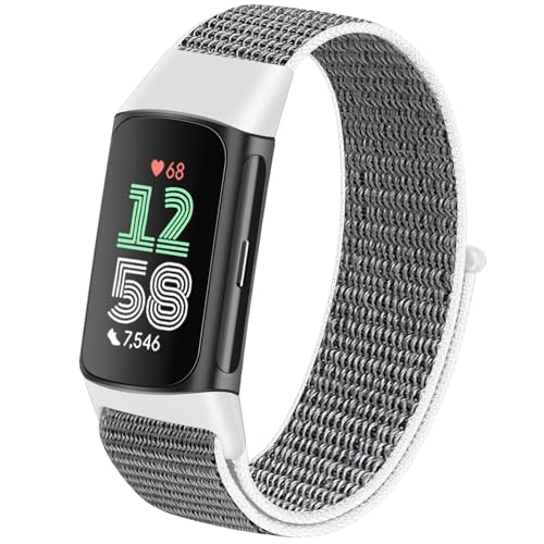 TumCez Nylon-Armband kompatibel mit Fitbit Charge 6 / Fitbit Charge 5 Armband für Damen und Herren, Seemuschel, Klassisch von TumCez