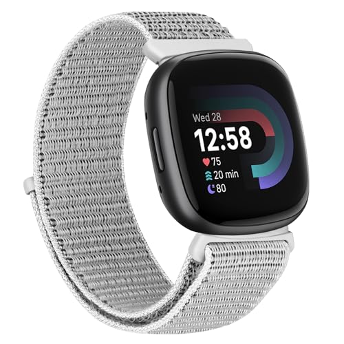 TumCez Nylonarmband Kompatibel mit Fitbit Versa 4/Fitbit Versa 3/Fitbit Sense 2/Fitbit Sense Verstellbarer Ersatzsportarmband für Damen Herren, Seemuschel, Casual von TumCez