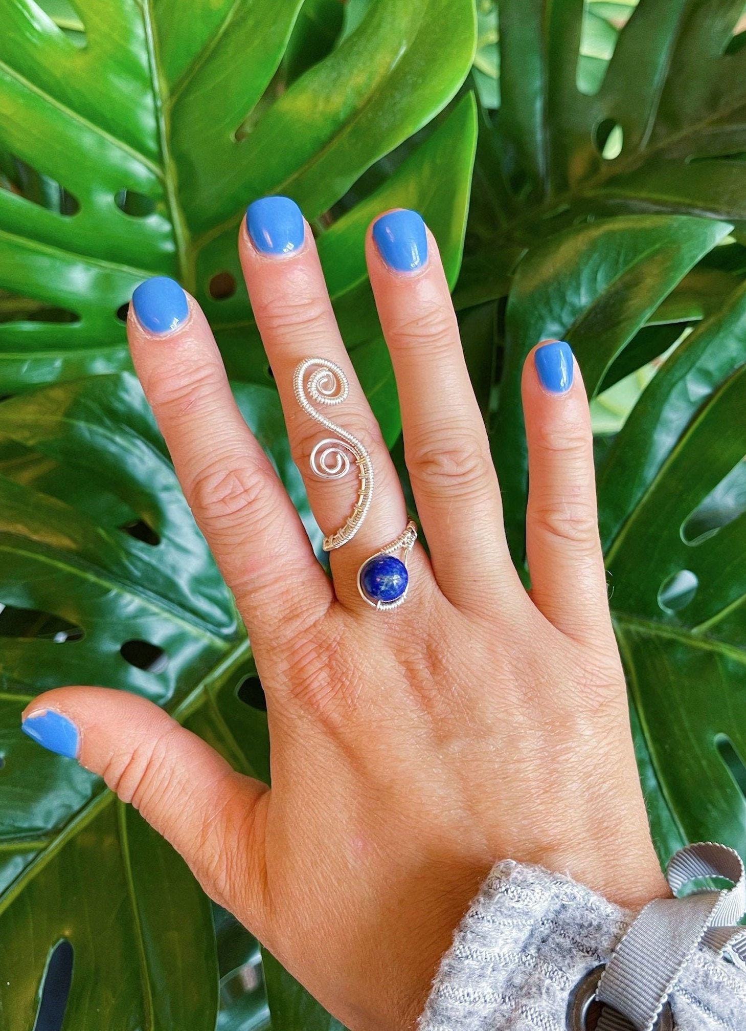 Kristall Draht Ring, Individuell Einstellbare Edelstein Spirale Silber Statement Ring Personalisierte Heilung Kristalle von TumbledShop