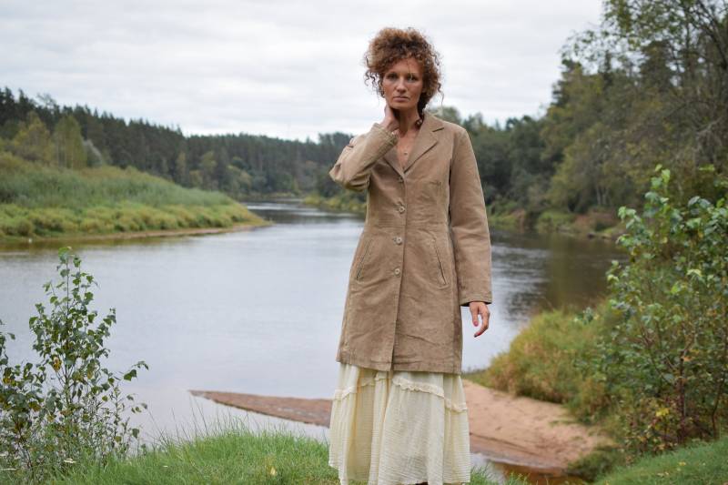 Vintage Wildleder Trenchcoat - 90Er Jahre Grauer Mantel, Damen S von TumbleweedsATTiTUDE