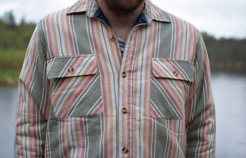 Vintage 90Er Jahre Gestreifte, Gefütterte Herren-Hemdjacke von TumbleweedsATTiTUDE