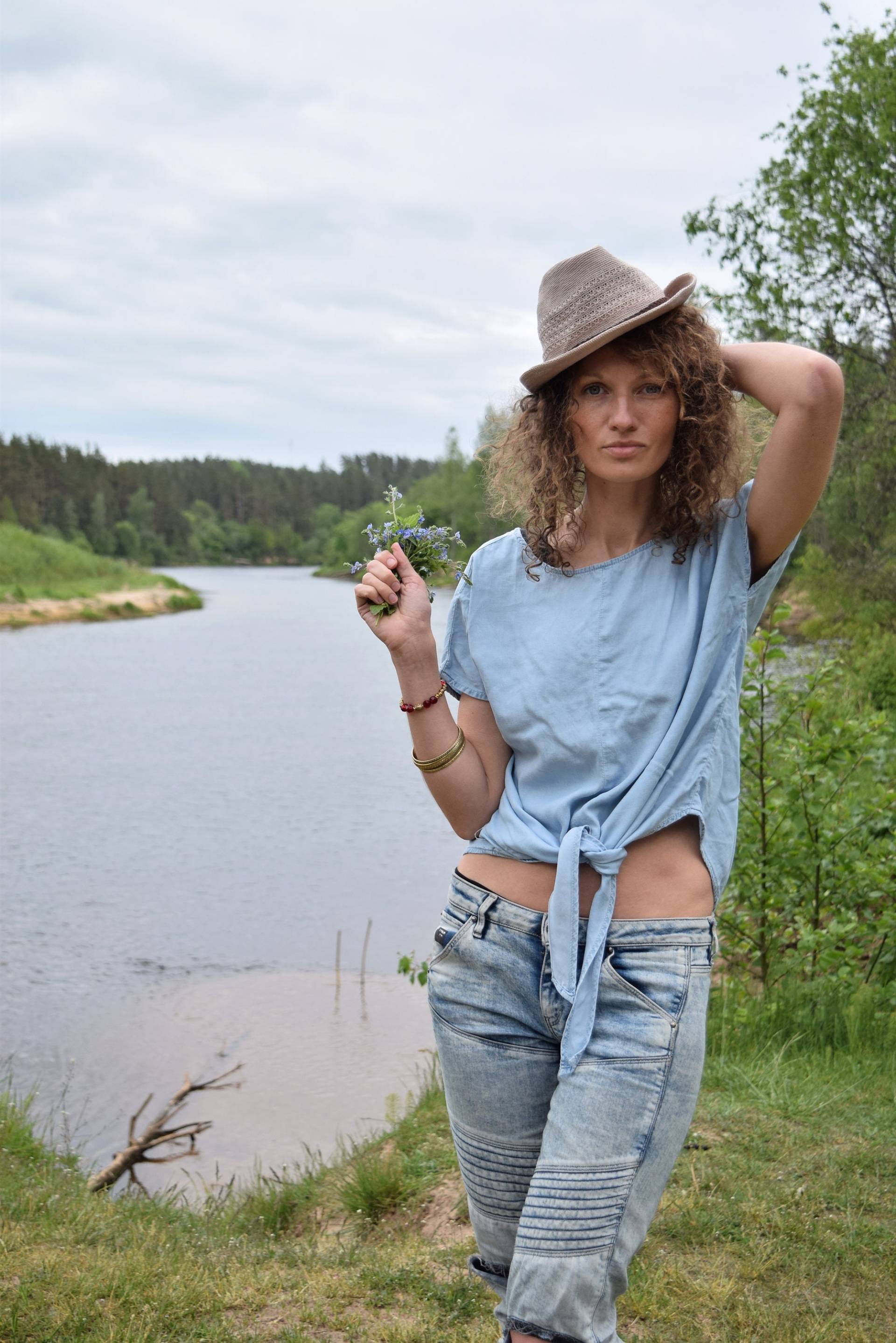 Jeans Sommer Shirt - Damen Bluse Blaues Top Country Cowboy Vintage Boho Hippie von TumbleweedsATTiTUDE