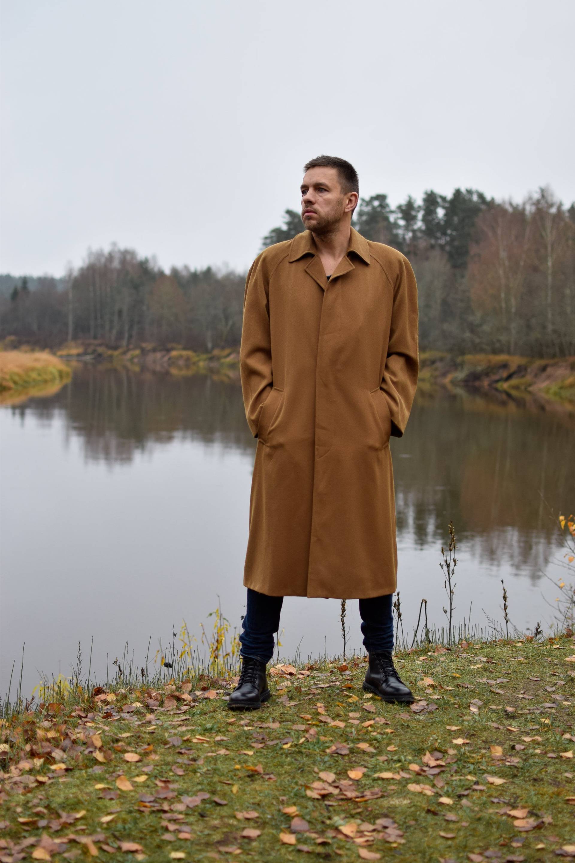 Sandbrauner Vintage Decklack - Langer Herren Trenchcoat Retro 80Er Herbstjacke von TumbleweedsATTiTUDE