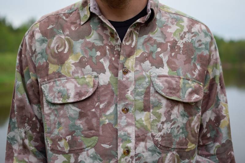 Vintage Floral Camo Baumwollhemd - 70Er Jahre Hippie-stil, Herren Medium von TumbleweedsATTiTUDE