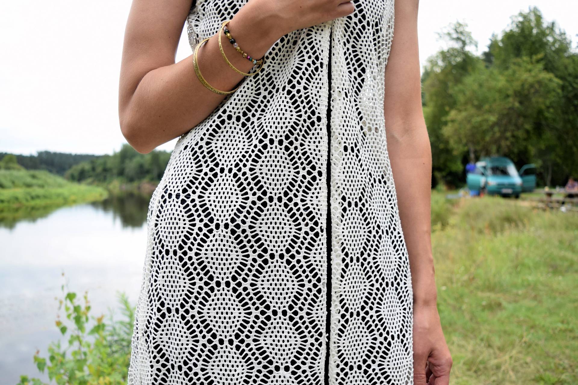 Vintage Häkelkleid Maxi Kleid, 70Er Jahre Hippie Style, Damen Medium von TumbleweedsATTiTUDE