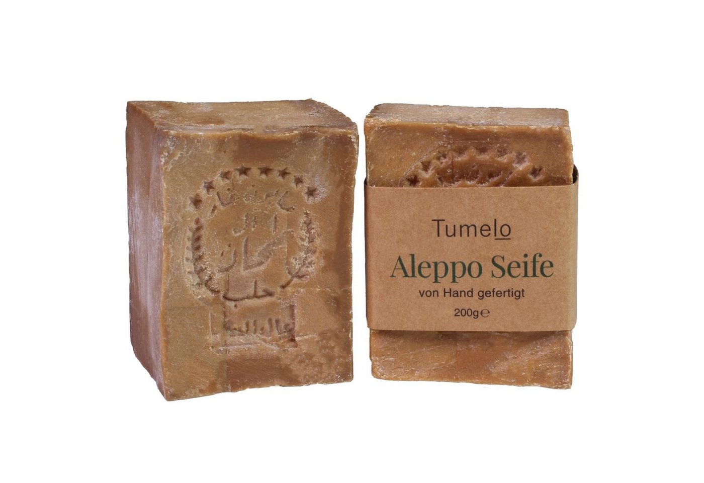 Tumelo Feste Duschseife 2x Original Aleppo Seife 200g, Naturseife 80% Olivenöl 20% Lorbeeröl, 80-tlg. von Tumelo