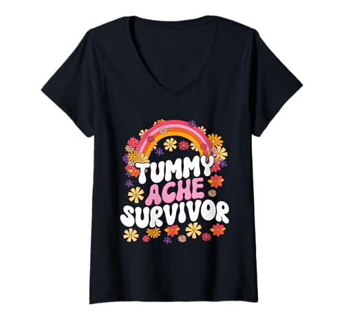 Damen Tummy Ache Survivor Funny T-Shirt mit V-Ausschnitt Damen Tummy Ache Survivor Funny T-Shirt mit V-Ausschnitt von Tummy Ache Survivor Funny