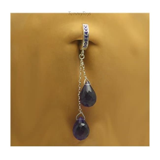 sterling Silber Bauch Ring Lila Quarz Anhänger, Easy Clicker von TummyToys