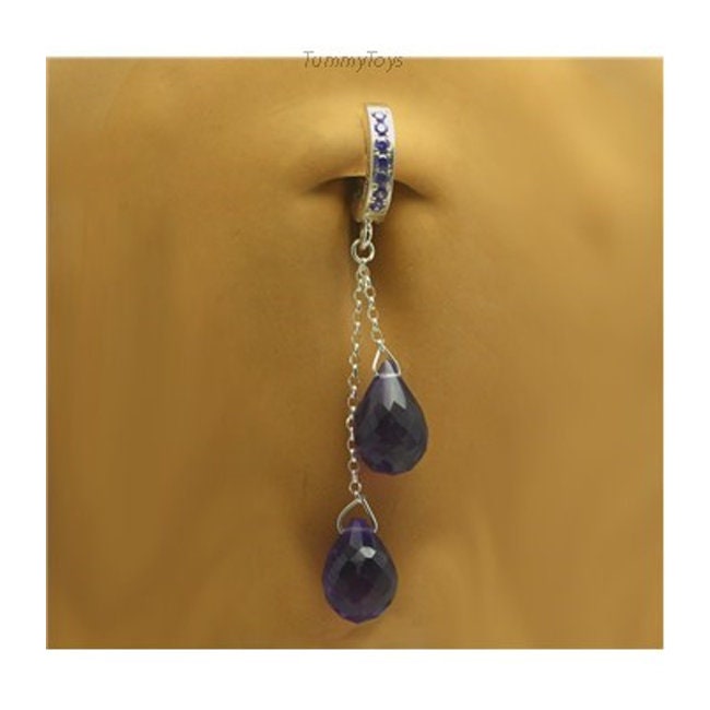 sterling Silber Bauch Ring Lila Quarz Anhänger, Easy Clicker von TummyToys