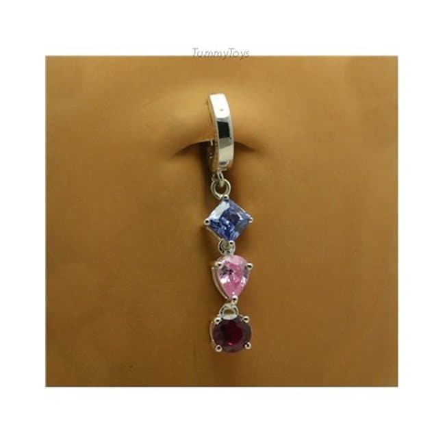 Bauchnabel Ring, Sterling Silber Bauchnabel Multicolor Cz, 14G Hoop von TummyToys