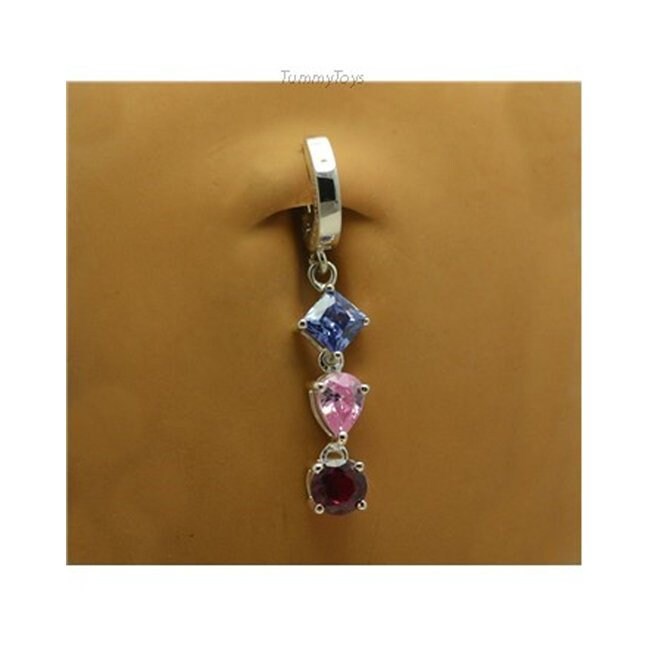 Bauchnabel Ring, Sterling Silber Bauchnabel Multicolor Cz, 14G Hoop von TummyToys