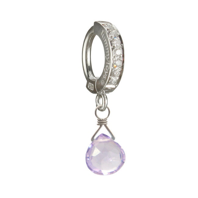 sterling Silber Lavendel Amethyst Bauch Ring Mit Cz Clicker Verschluss Für Ihren Bauchnabel von TummyToys
