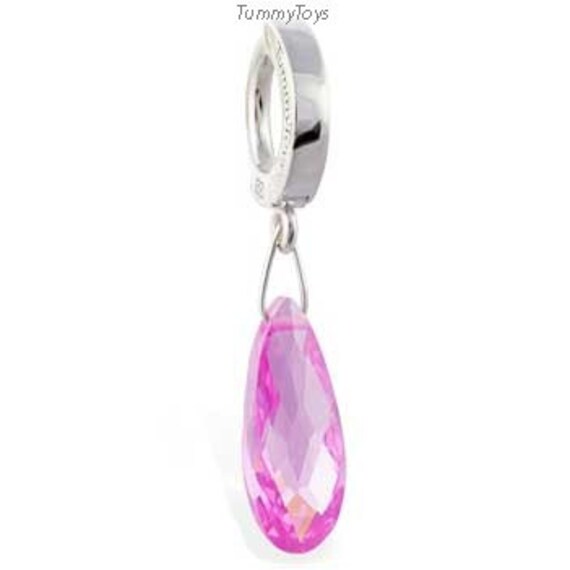 sterling Silber Rosa Kristall Bauchnabel Easy-Click in Nabelschnur Ring Von Tummytoys® von TummyToys