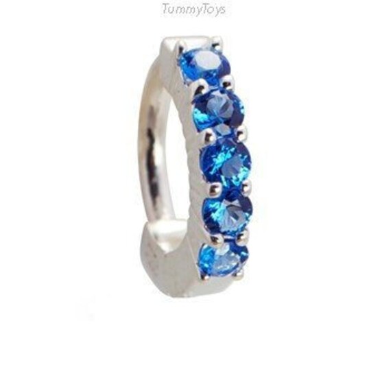 sterling Silber Bauch Ring Sapphire Blue Cz Nabel Clicker von TummyToys