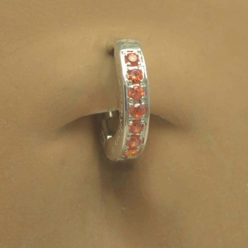 925 Silber Bauchnabel Orange Cz Bauchnabelschmuck, 14G Von Tummytoys® von TummyToys