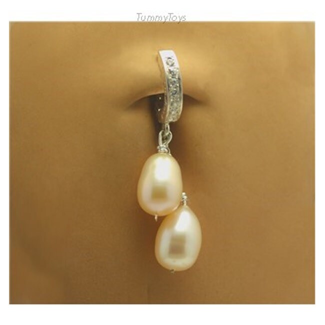 Bauchnabel Ring Clicker 14G Sterling Silber Perle Von Tummytoys® von TummyToys