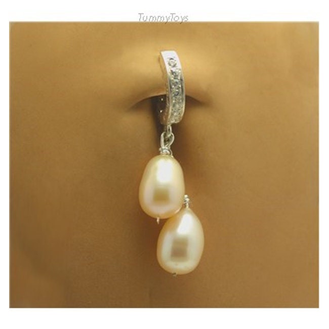 Bauchnabel Ring Clicker 14G Sterling Silber Perle Von Tummytoys® von TummyToys