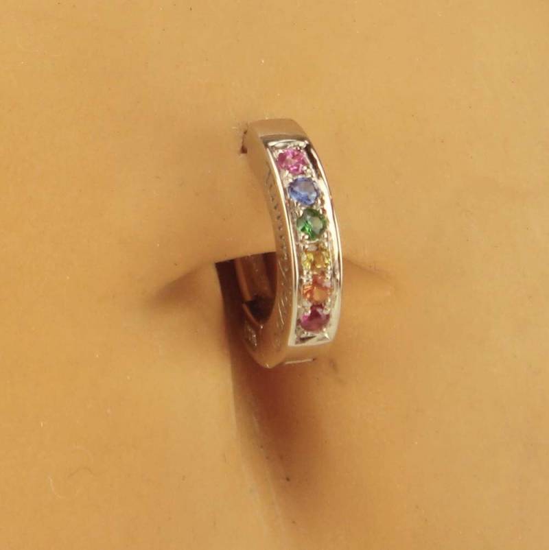 sterling Silber Regenbogen Cz Bauchnabel Ring - 14G Nabelschmuck von TummyToys