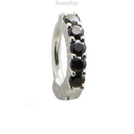 sterling Silber Bauch Ring Mit Schwarzen Cz Edelsteinen - Tummytoys® Made in Den Usa von TummyToys