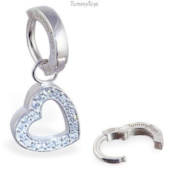sterling Silber Cz Herz Swinger Anhänger Für Tummytoys® Bauchring von TummyToys