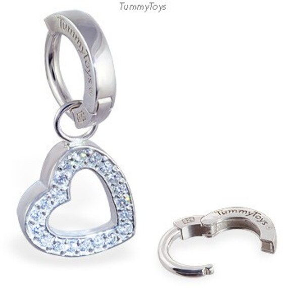 sterling Silber Cz Herz Swinger Anhänger Für Tummytoys® Bauchring von TummyToys