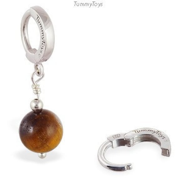 sterling Silber Tigerauge Bauchnabel Ring Baumeln Perle Nabelschmuck von TummyToys