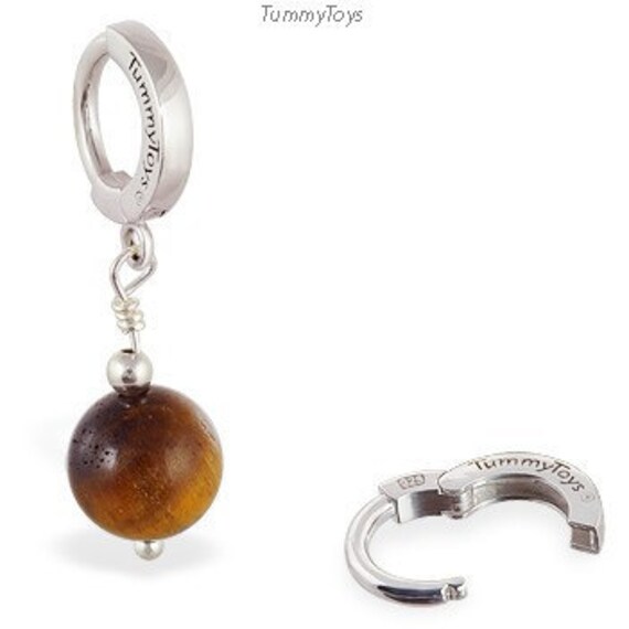 sterling Silber Tigerauge Bauchnabel Ring Baumeln Perle Nabelschmuck von TummyToys