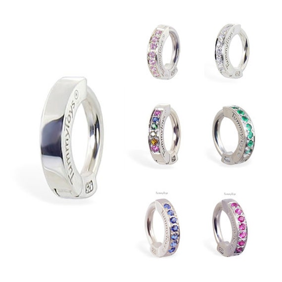 sterling Silber Bauch Ring Set Cz Gem Nabel Clicker, Usa Made von TummyToys