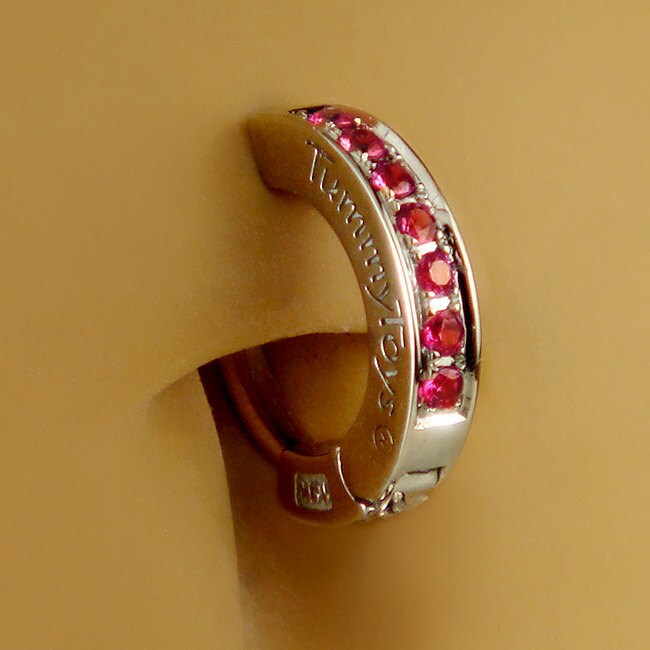 sterling Silber Bauchnabel Mit Hot Pink Cz - 14G Nabelschmuck Von Tummytoys® von TummyToys