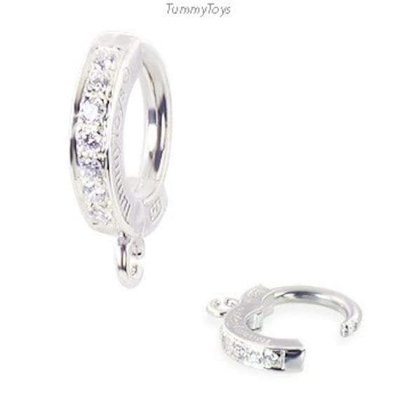 sterling Silber Klar Cz Pave Set Bauchring Mit Anpassbaren Ring Von Tummytoys® von TummyToys