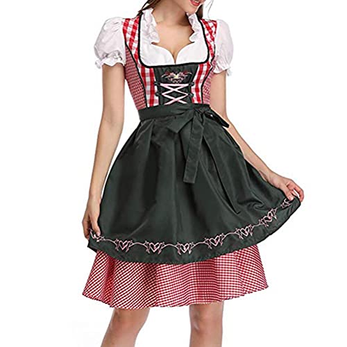 Oktoberfest Dirndl Trachtenkleid damen National Style Beer Festival Dirnch Kostüm Dirndlkleid mit Schürze Maid Kleid Trachten Kleider Uniform Anzug Karnevalskostüme Biermädchen von Tumnea