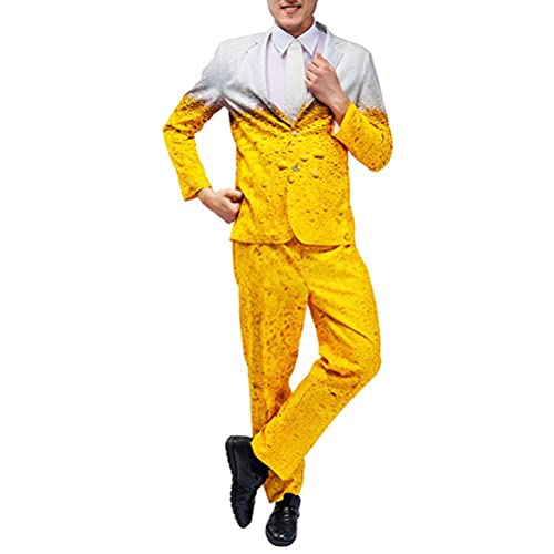 Tumnea Oktoberfest kostüm Lustiger Bier Anzug Männer und Frauen Oktoberfest Kleidung Anzug Gelb Bier Kleidung Karneval Cosplay Party Kostüm von Tumnea