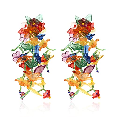 Quaste Ohrringe - Farbauthentische Quaste Ohrringe für Frauen attraktiv,Regenbogen Ohrringe Urlaub Ohrringe Schmuck Ohrringe Set farbige Blätter Blume Valentinstag Geschenk Tumotsit von Tumotsit