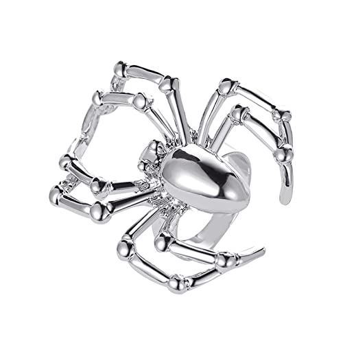 Tumotsit Spinne Halloween - Spinnenring Legierung Vintage | Cool Gothic Spider Statement Tarantella Offen Cool Rock Punk Style von Tumotsit