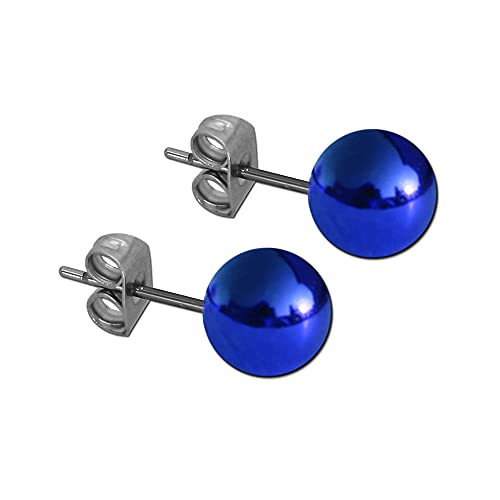 Tumundo® 1 Paar Perlen Ohrstecker Ohrringe Kugel Rund Ohrschmuck Ohr Matt Glänzend Kinder Damen, Variante:blau von Tumundo