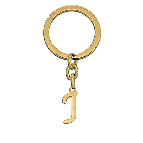 Tumundo 1 Schlüssel-Anhänger Buchstabe Alphabet Schlüsselring Initialen Golden Edelstahl Name + Geschenk-Box Etui Weihnachten, Variante_:J - golden von tumundo
