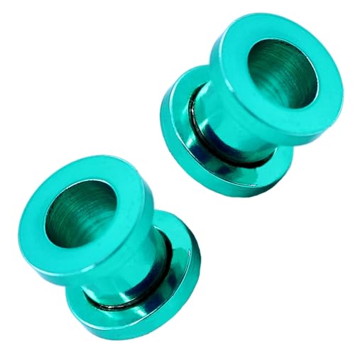 Tumundo 2 Stück Flesh Tunnel Edelstahl Schraub-Verschluss Plug Piercing Expander Ohrstecker Set Damen Herren 1,6-10 mm, Farbe:grün - 6mm von Tumundo