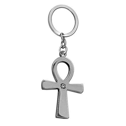 Tumundo Edelstahl Ankh Anch Schlüssel-Anhänger Kreuz Kruzifix Henkelkreuz Schlüsselring Autoschlüssel Golden Silbern, Variante:silber von tumundo