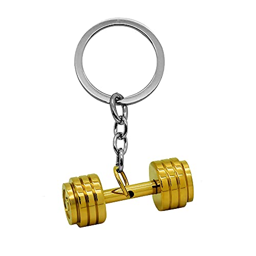 Tumundo Schlüssel-Anhänger Hantel Edelstahl Gewicht Fitness Golden Bodybuilding Schlüsselring Autoschlüssel Sport von Tumundo