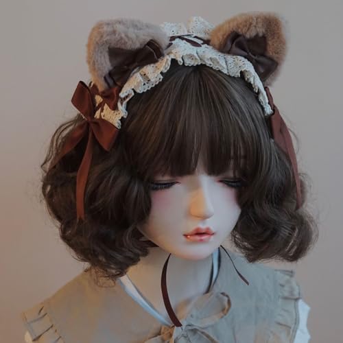 Halloween Handgefertigtes Bärenohren-Haarband Lolita KC BNT Cosplay Kostüm Party Requisiten Kopfschmuck (braune Katze) von Tunbuy