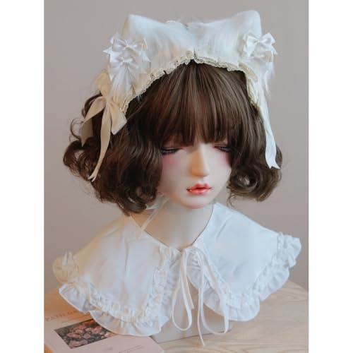 Halloween Handgemachte Katze Fuchsohren Schleife Haarband Falbala Bowknot Lolita Cosplay Kostüm Party Requisiten Stirnband (weiß) von Tunbuy