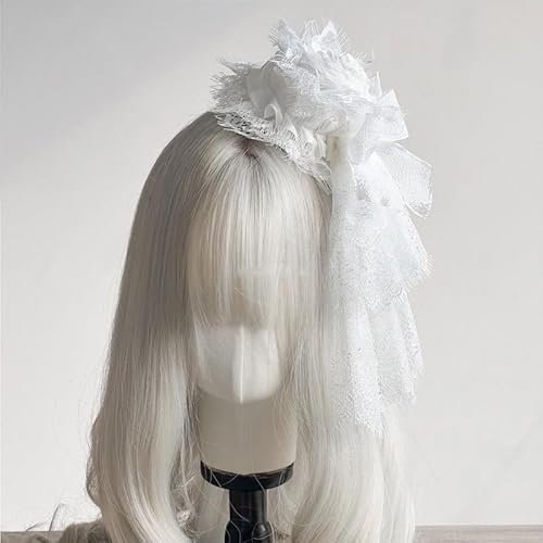 Halloween Handgemachte weiche Mädchen Lolita Spitze Schleier Mesh Zylinder Haarnadeln Clips Cosplay Kostüm Party Requisiten Kopfschmuck (weiß) von Tunbuy