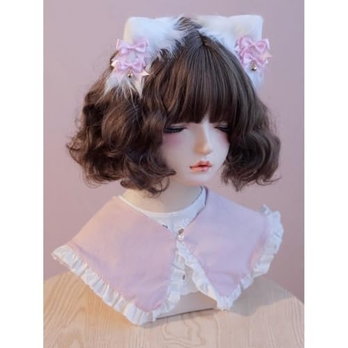 Lolita Maid Cosplay Kopfschmuck Handgemachte Katzenohren Tier Schleife Haarspangen Weiche Mädchen Haarnadeln für Frauen (Rot) von Tunbuy