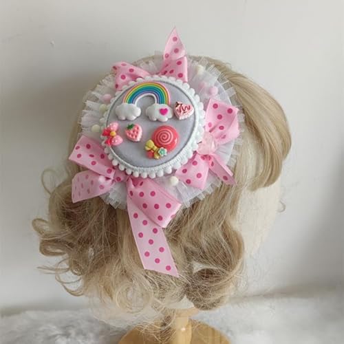 Lolita Maid Soft Girl Dot Butter Top Hat Beanie Cute Party Cosplay Kostüm Kopfschmuck Haarspangen (Dot) von Tunbuy