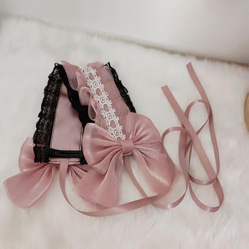Lolita Maid Soft Girl Mesh Flat Top Hat Lace Ribbon Beanie Cosplay Kostüm Bankett Kopfschmuck (Stirnband) von Tunbuy
